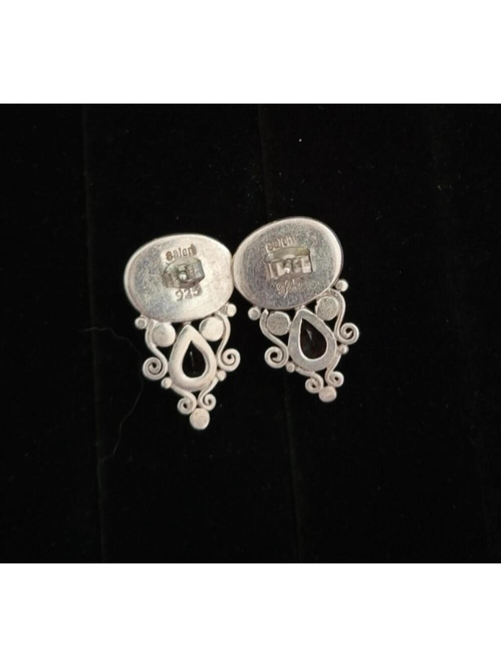 Signed VTG Sajen .925 Post Earrings w/Gemstone Accents - Picture 6 of 8
